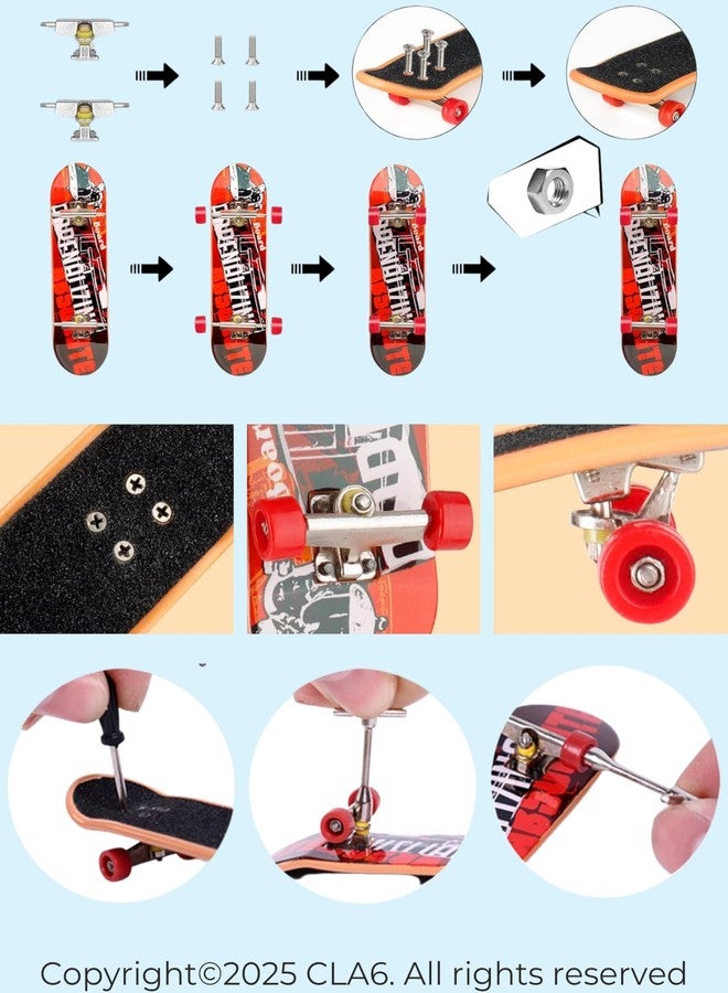 CLA6 Fingerboard Kit | Complimentary Tools, Extra Wheels, Screws and eBook | Durable ABS Deck for Rough Use | Safe Sandpaper Grip Tape | Lightweight Non-Bearing Wheels | - Image 4